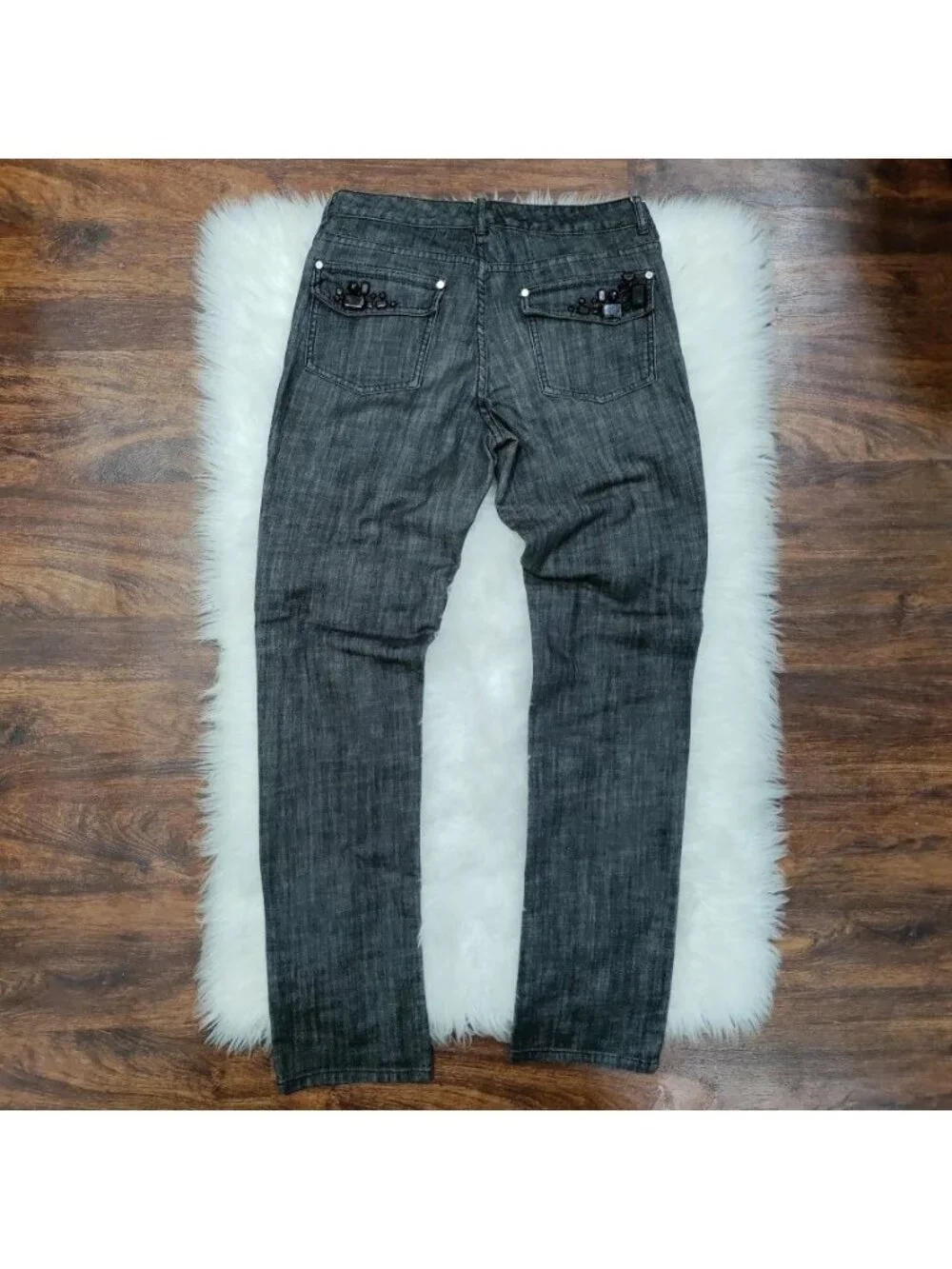 Michael Kors Size 6 Black Studded Pocket Slim Straight Jeans
